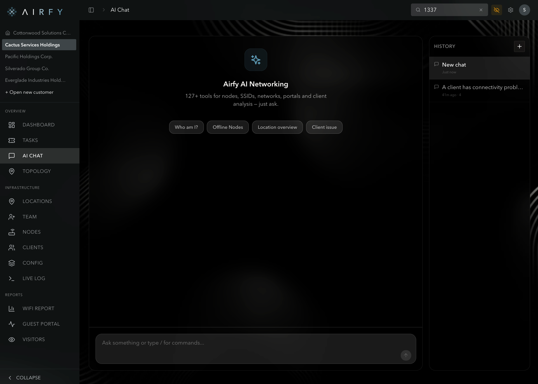 MeshNode AI assistant with 121+ network tools