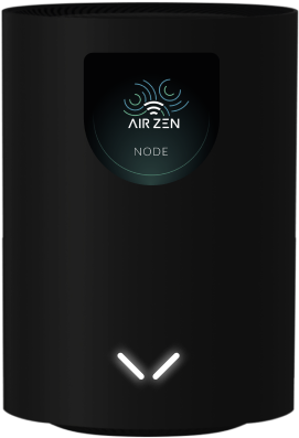 A single MeshNode router, matte black finish